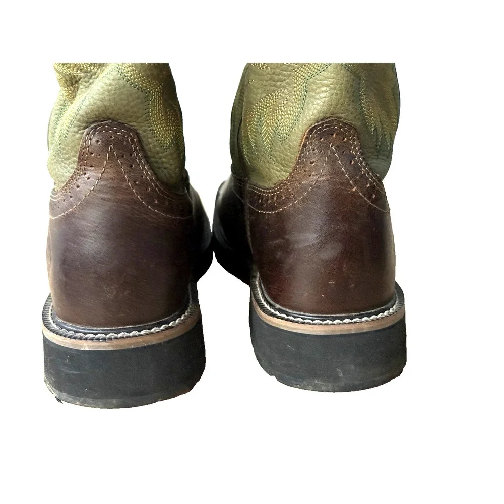 Justin Work‎ Boots Mens 10 D Square Steel Toe Brown Boots Style WK4687